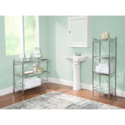 Pinnacle Floor Console Chrome - Linon -Linon GUEST 01dc55e6 29a5 492c 8f00 5af693cbe361