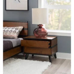 Mid-Century Modern 2 Drawer Nightstand Walnut - Linon -Linon GUEST 07e2de80 c5f0 4837 bb16 fca467c066df