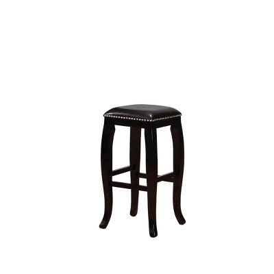 San Francisco Backless Faux Leather Barstool Wood Caramel - Linon 9 San Francisco Backless Faux Leather Barstool Wood Caramel - Linon - Image 7