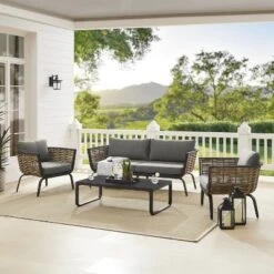 Ashby Loveseat - Gray/Black/Natural - Linon -Linon GUEST 0c55346f 9cad 4817 8995 9d1449212878