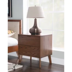Reid 2 Drawer Nightstand Chest Walnut - Linon -Linon GUEST 11b08e74 424c 4c76 b9bf 23161566fbde