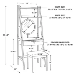 Alaina Leaning Vanity Set White - Linon -Linon GUEST 14cb2afb 97ca 45dc 97cb 840474c5b4b8