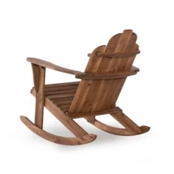 Outdoor Acacia Wood Adirondack Rocker Acorn Finish - Linon -Linon GUEST 1a064665 8a34 4d81 aa10 6628ecb62bf0