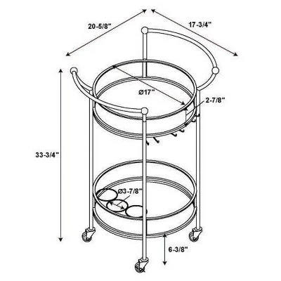 Round Metal Bar Cart Gold - Linon 9 Round Metal Bar Cart Gold - Linon - Image 7