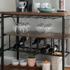 Austin Wine Cart Brown/Black - Linon -Linon GUEST 21132826 80d3 466a 868f 5506c822d82a