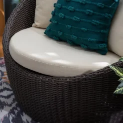 Linon Rylee Snuggle Aluminum & Rattan Club Chair Brown -Linon GUEST 2361c7dd c754 488b aace 8095d1121719