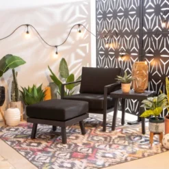 Linon Lark Aluminum Arm Chair Black -Linon GUEST 251cec7f 6d16 4942 813f 93edf87ac937