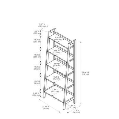 59.84" Calum 5 Shelf Bookshelf Black Cherry - Linon 11 59.84" Calum 5 Shelf Bookshelf Black Cherry - Linon - Image 9