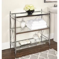 Pinnacle Floor Console Chrome - Linon -Linon GUEST 32c96450 0842 4585 82ea ef10ad00cf49