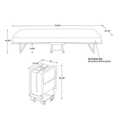 Twin Roma Folding Bed Blue - Linon 14 Twin Roma Folding Bed Blue - Linon - Image 12