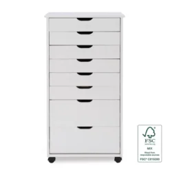 Cary 8 Drawer Rolling Storage Cart - Linon -Linon GUEST 3a2a5c10 b957 43bf 8292 c08ee651878e