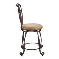 24" Genna Back Bar Counter Height Barstool Brown - Linon -Linon GUEST 4028515e c730 4a14 be47 f34963b6c57e