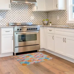 Padgett Washable Outdoor Rug Aqua Blue/Orange - Linon -Linon GUEST 434143b5 bb5d 4b5a 8125 f0ae75329bec