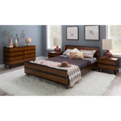 Mid-Century Modern 2 Drawer Nightstand Walnut - Linon -Linon GUEST 47e6a8f3 3c8c 415d af7e 56a53fecc64b