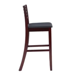 30" Torino Ladder Back Barstool Upholstered Seat - Espresso Wood - Linon -Linon GUEST 4b95765a fc7d 4925 933a bc666183a160