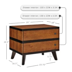 Mid-Century Modern 2 Drawer Nightstand Walnut - Linon -Linon GUEST 518b5b34 b289 4b41 b4d5 85b8e5127bf7