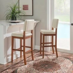 Milano Padded Barstool Upholstered Seat & Back - Linon -Linon GUEST 579aec19 e3f0 439e bce4 072daef5ef1e