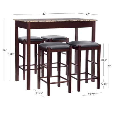 5pc Lancer Faux Marble Tavern Set - Linon 19 5pc Lancer Faux Marble Tavern Set - Linon - Image 17