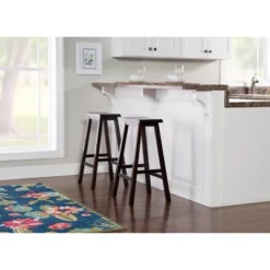 30" Saddle Barstool Wood Brown - Linon -Linon GUEST 60e70f7f b8bf 4158 8a0d 2716589b0cf3