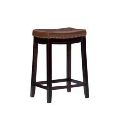 Claridge Leather Saddle Counter Height Barstool - Linon -Linon GUEST 61538136 ede9 4371 ae47 bd209609ffac