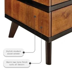 Mid-Century Modern 2 Drawer Nightstand Walnut - Linon -Linon GUEST 616839da df37 4cec 9b42 31a4f81f66be