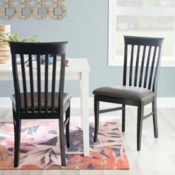 Set Of 2 Smythe Upholstered Chairs Black - Linon