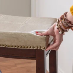 Padded Saddle Seat Barstool Hardwood - Linon -Linon GUEST 64470e13 7b4c 473d 8449 afebc893ffbb