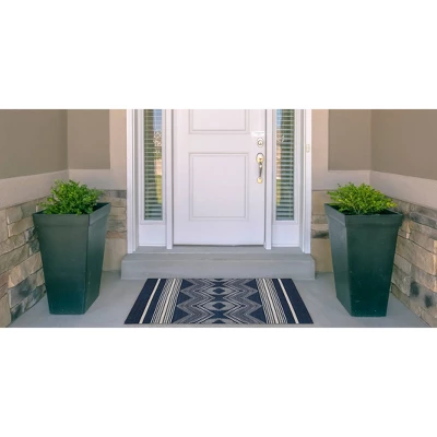 Lyerly Washable Outdoor Rug Navy/Ivory - Linon 3 Lyerly Washable Outdoor Rug Navy/Ivory - Linon