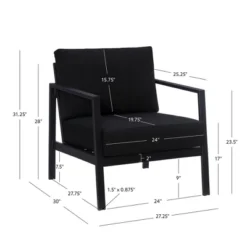 Linon Lark Aluminum Arm Chair Black -Linon GUEST 65fb92cc 5aa0 4b9b b2e0 9a2e4ee16a0e