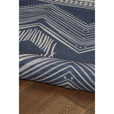 Lyerly Washable Outdoor Rug Navy/Ivory - Linon 6 Lyerly Washable Outdoor Rug Navy/Ivory - Linon - Image 4