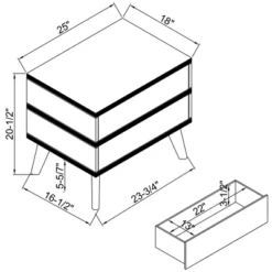 Mid-Century Modern 2 Drawer Nightstand Walnut - Linon -Linon GUEST 68a43af0 e9f4 4df4 8b4c 732725a8b444