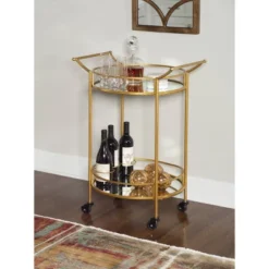 Round Metal Bar Cart Gold - Linon 12 Round Metal Bar Cart Gold - Linon -Linon GUEST 697a93be 9317 4e40 a4b8 bf30d4807bbf