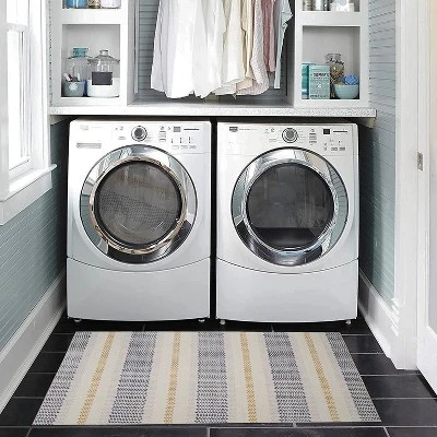 Maldon Washable Outdoor Rug Ivory/Blue - Linon 9 Maldon Washable Outdoor Rug Ivory/Blue - Linon - Image 8