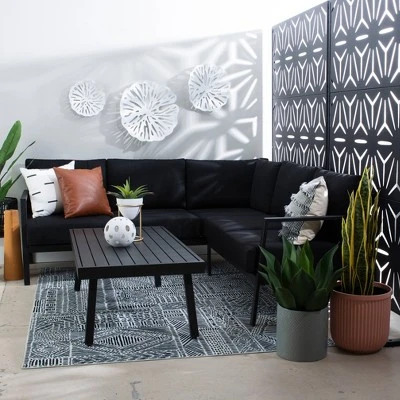 Linon Lark Aluminum Sectional Sofa Black 8 Linon Lark Aluminum Sectional Sofa Black - Image 6