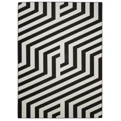 Jasile Washable Outdoor Rug Ivory/Black - Linon -Linon GUEST 722f44f2 dc34 4a1d 82f7 208d3fe1dacc