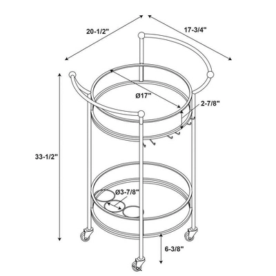 Round Metal Bar Cart Gold - Linon 10 Round Metal Bar Cart Gold - Linon - Image 8