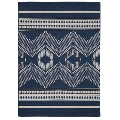 Lyerly Washable Outdoor Rug Navy/Ivory - Linon 13 Lyerly Washable Outdoor Rug Navy/Ivory - Linon - Image 11