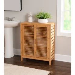 Bracken Two-Door Floor Cabinet Natural - Linon -Linon GUEST 879cfa96 35d1 4bf8 89f3 2cc5461236dd