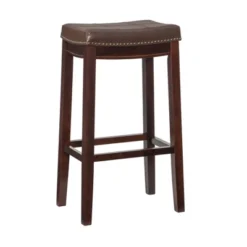 Padded Saddle Seat Barstool Hardwood - Linon -Linon GUEST 91946a5b 8389 476c 8aac 4e642fae0abb