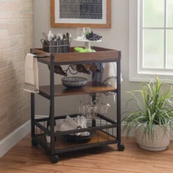 Austin Kitchen Cart Metal/Wood - Linon