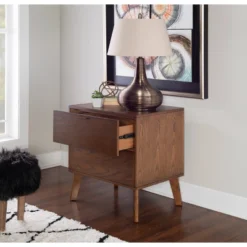 Reid 2 Drawer Nightstand Chest Walnut - Linon -Linon GUEST a2eacf84 a118 415d aafb 03ed6cd2ecc2