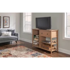 Titian Tall TV Stand For TVs Up To 50" Light Brown - Linon -Linon GUEST a5fb3e97 a936 41d3 9857 402c91db491e