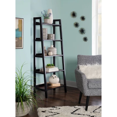59.84" Calum 5 Shelf Bookshelf Black Cherry - Linon 3 59.84" Calum 5 Shelf Bookshelf Black Cherry - Linon