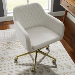Imogen Quilted Office Chair Off White - Linon -Linon GUEST bd759f5a 6afb 441a 8989 44d32417621c