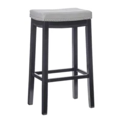 Padded Saddle Seat Barstool Hardwood - Linon -Linon GUEST bdd576e4 8ab8 4399 84a8 483f9cc1fd83