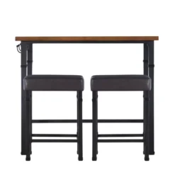 3pc Austin Pub Dining Sets Metal/Black - Linon