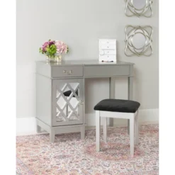 Silver Lattice Vanity Set - Linon -Linon GUEST c1f85f6e 4bb4 42c7 8525 9976d999273b