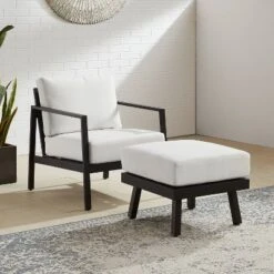 Linon Lark Aluminum Arm Chair White