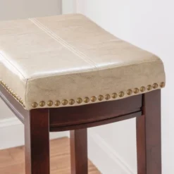 Padded Saddle Seat Barstool Hardwood - Linon -Linon GUEST c4fd64ce fc7d 4a8d bab6 3ba5309c1265