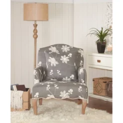Floral Upholstered Armchair - Gray - Linon -Linon GUEST d005a2ff 671d 47c0 b9a5 49f867480a38